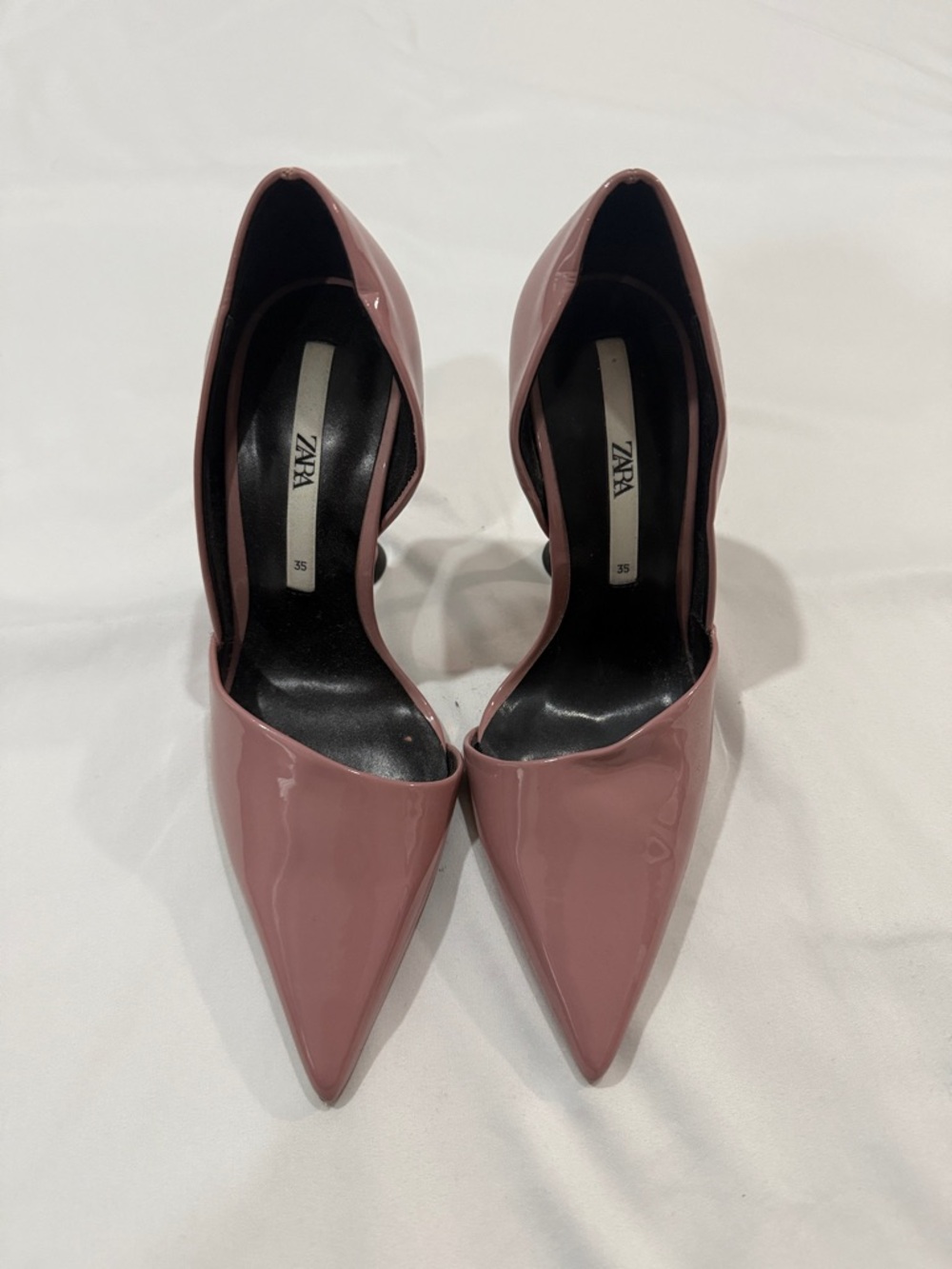 ZARA Patent Pointed D'Orsay Pumps in Dusty Mauve